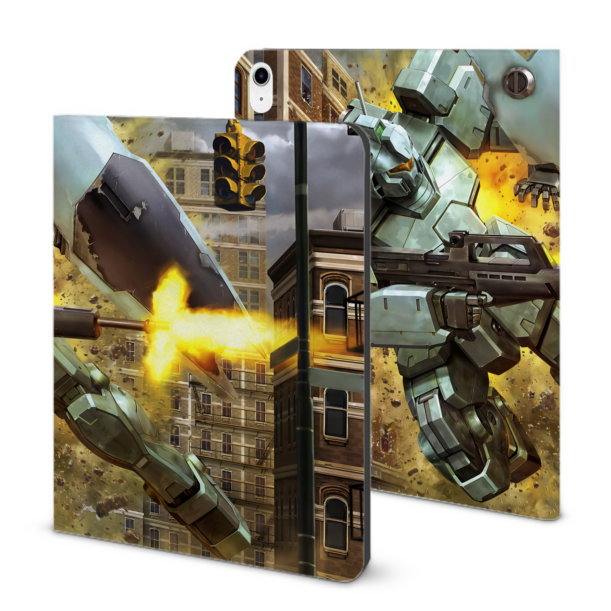 （画像用） 機動戦士ガンダム Mobile Suit Gundam IPad ケース ブック型 PUレザー TPU 耐衝撃 軽量 薄型 ペン収納なし 全面保護 IPad 各モデル対応